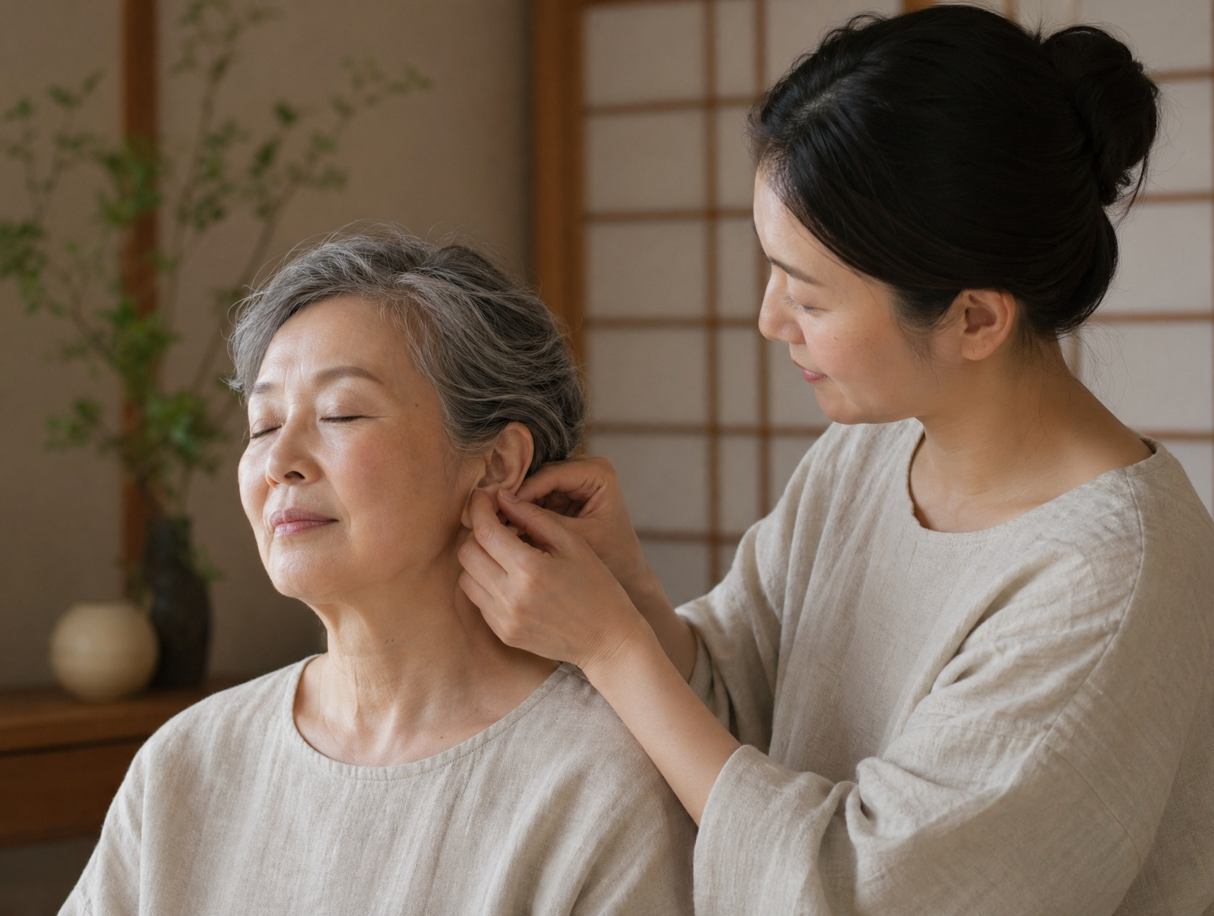 自律神経を整える耳まわりのほぐしケアのシーン